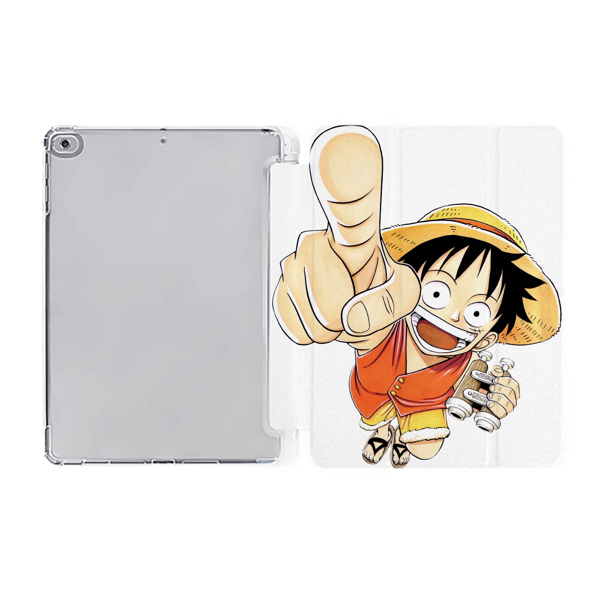 （画像用） ワンピース モンキー・D・ルフィ ONE PIECE Monkey D. Luffy IPad ケース ペン収納付き 三つ折りスタンド PUレザー×シリコン 対応機種9.5/10.5/10.9インチ